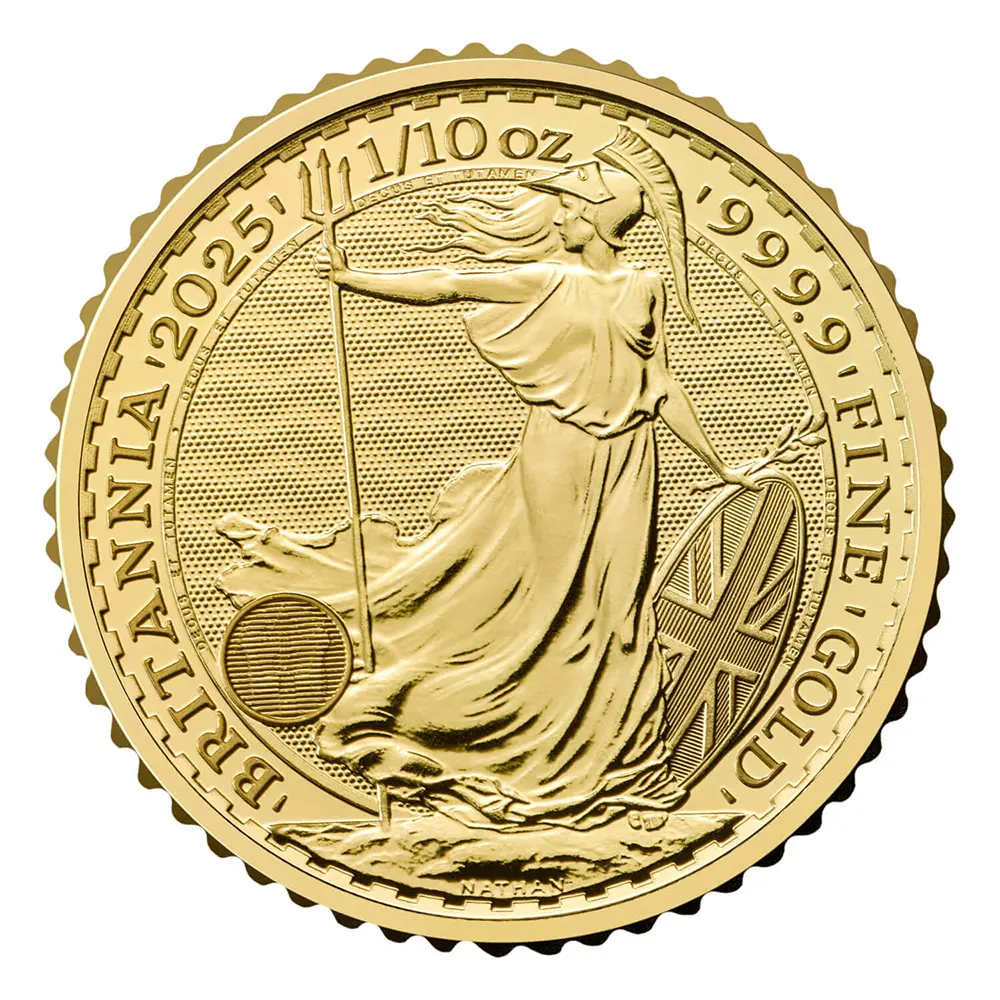 Britannia 2025 1/10oz Gold Bullion Coin in Blister