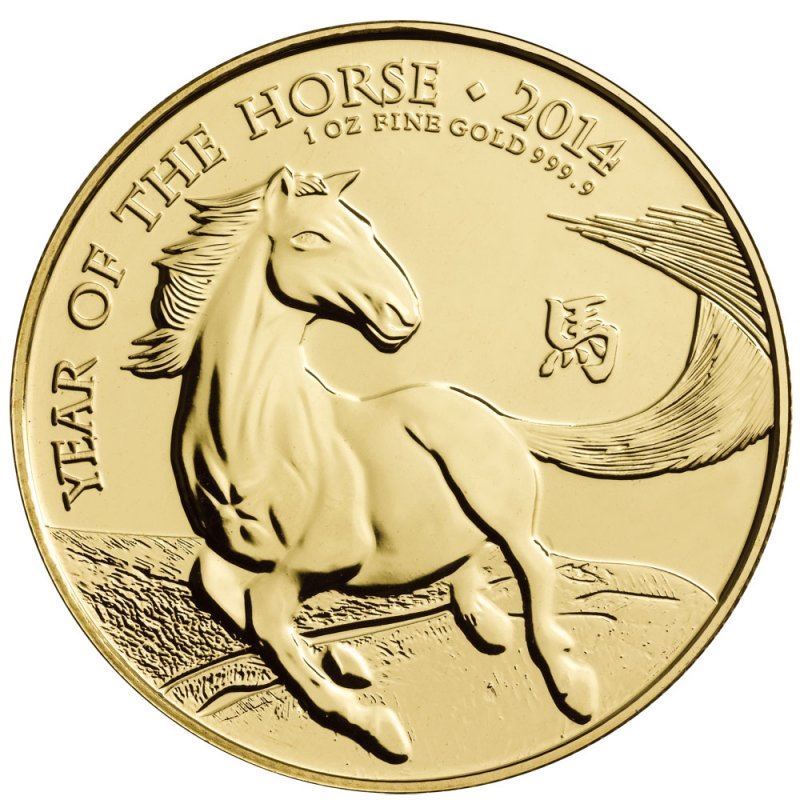 2014 1oz UK Lunar 'Year Of The Horse' Gold Coin