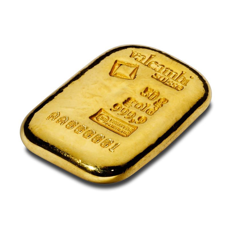 Valcambi Suisse 50g Cast Gold Bar
