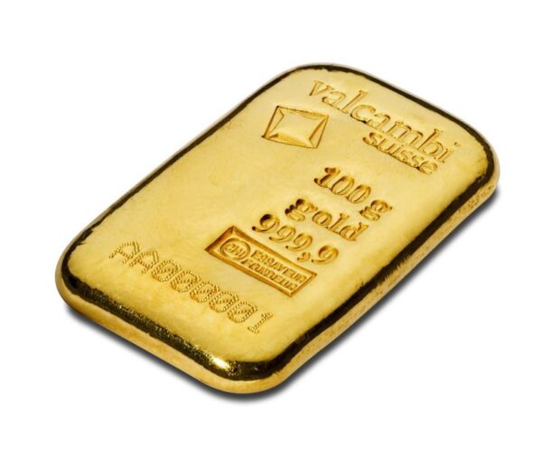Valcambi 100g Cast Gold Bar