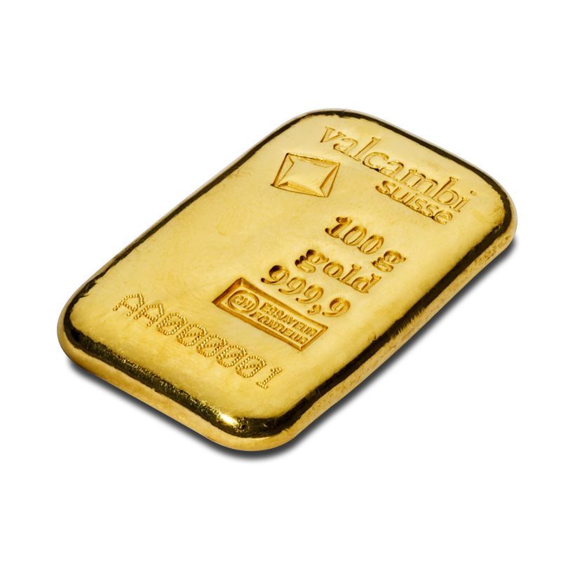 Valcambi 100g Cast Gold Bar