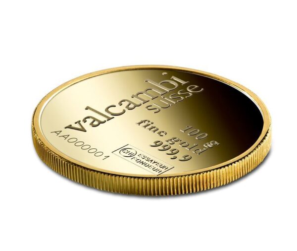 Valcambi 100g Round Gold Bar