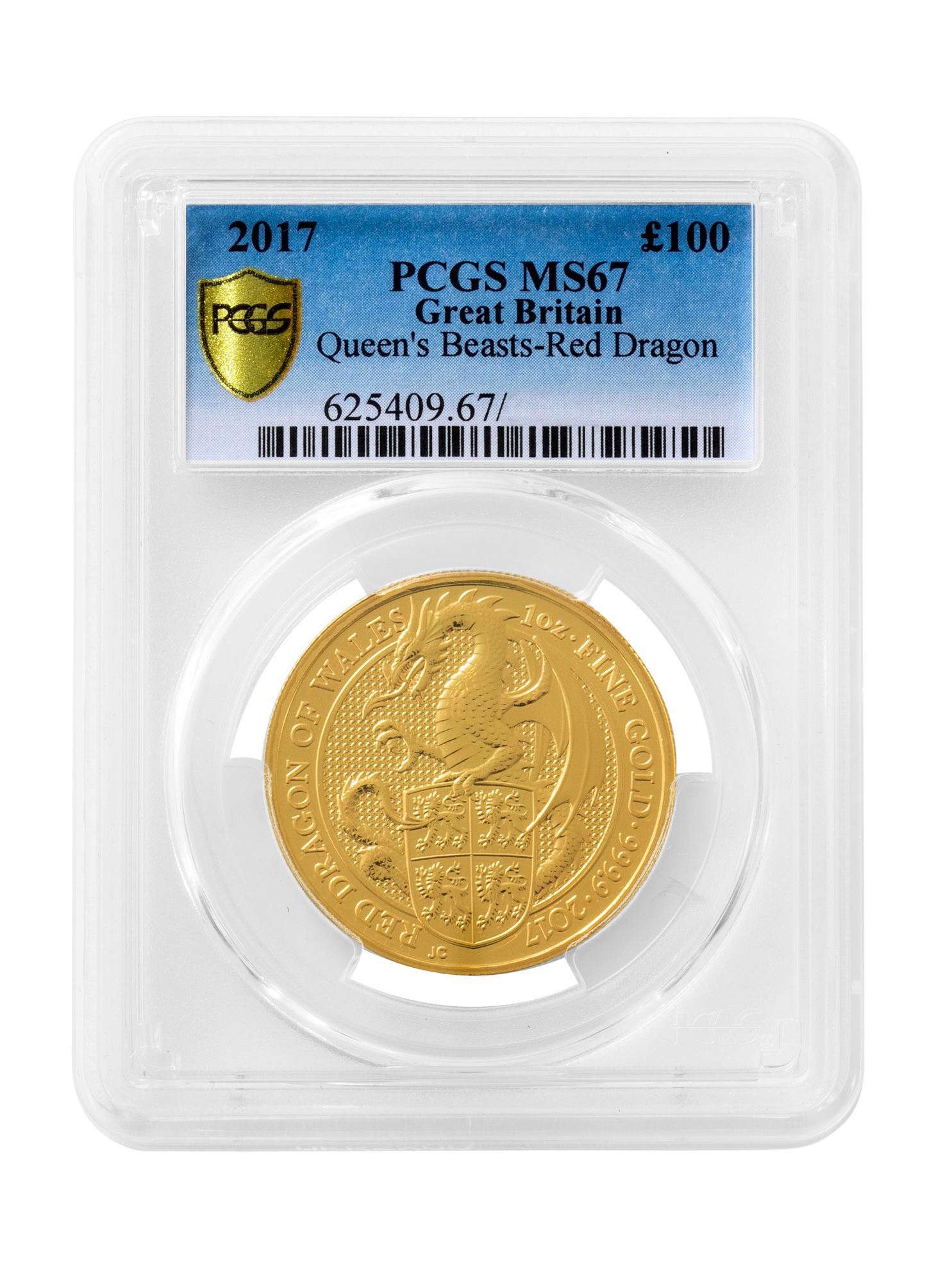 PCGS 2017 1oz Gold Queen's Beast 'Dragon' MS67
