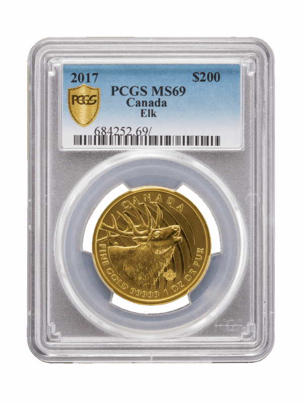 PCGS 2017 1oz Gold Call of the Wild 'Elk' MS69