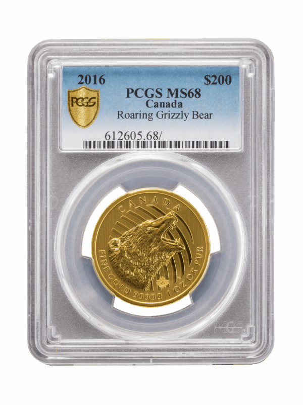 PCGS 2016 1oz Gold Grizzly Bear MS68