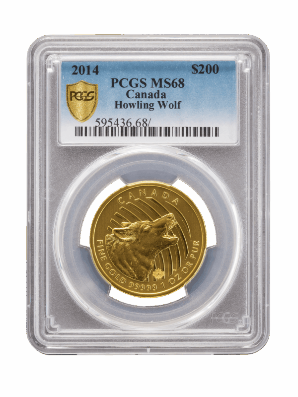 PCGS 2014 1oz Gold Howling Wolf MS68