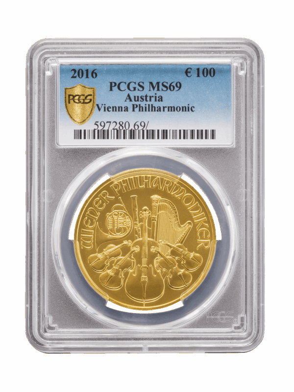 PCGS 2016 1oz Gold Austrian Philharmonic MS69