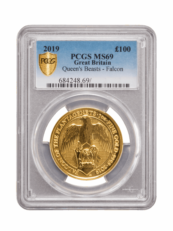 PCGS 2019 1oz Gold Queen's Beast 'Falcon' MS69