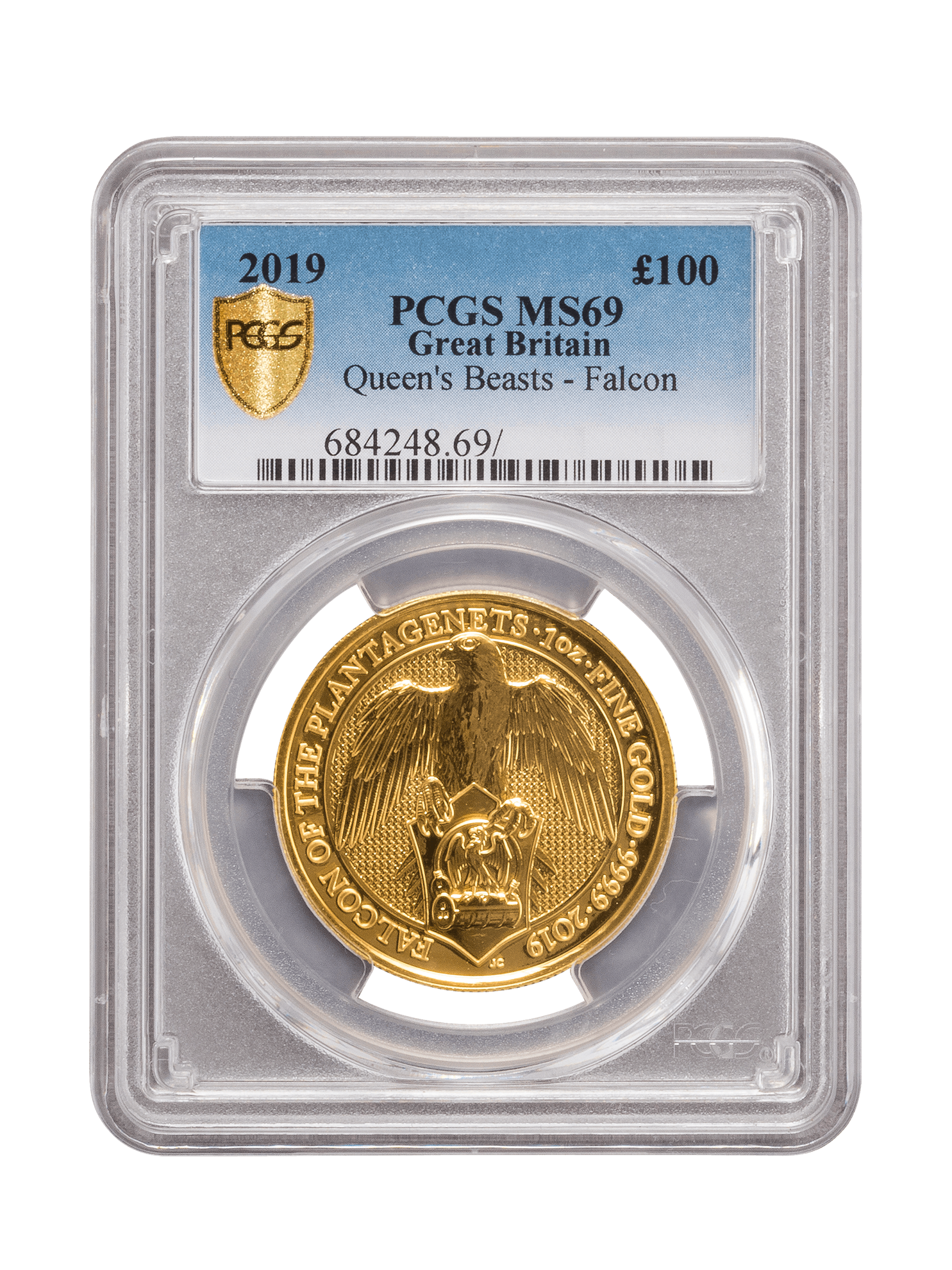 PCGS 2019 1oz Gold Queen's Beast 'Falcon' MS69