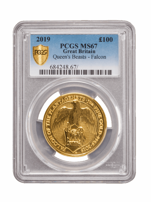 PCGS 2019 1oz Gold Queen's Beast 'Falcon' MS67
