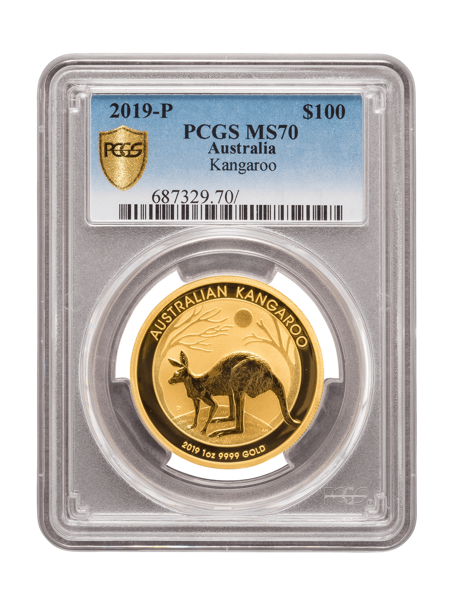 PCGS 2019 1oz Gold Australian Kangaroo MS70