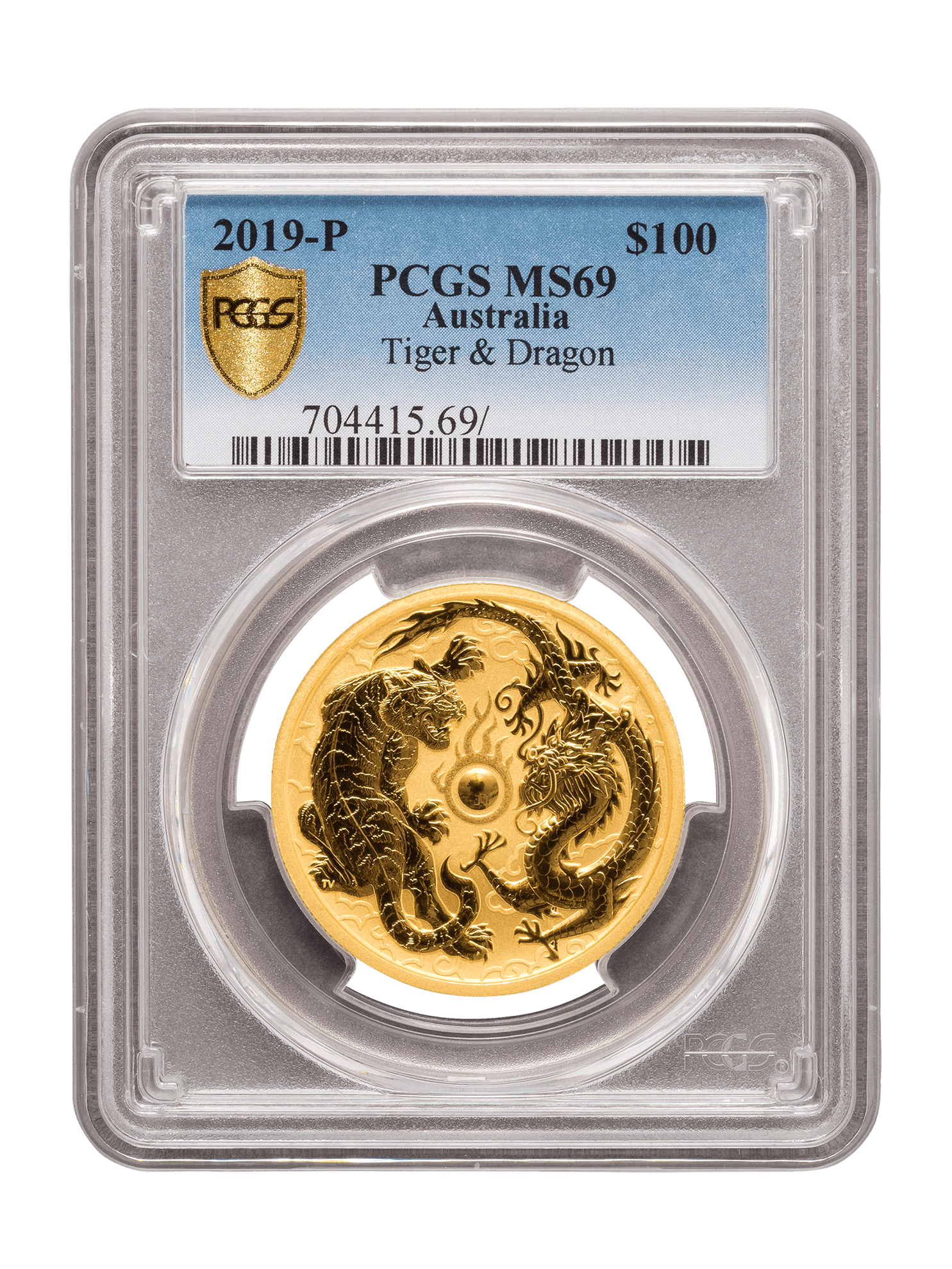 PCGS 2019 1oz Gold Australian Dragon and the Tiger MS69