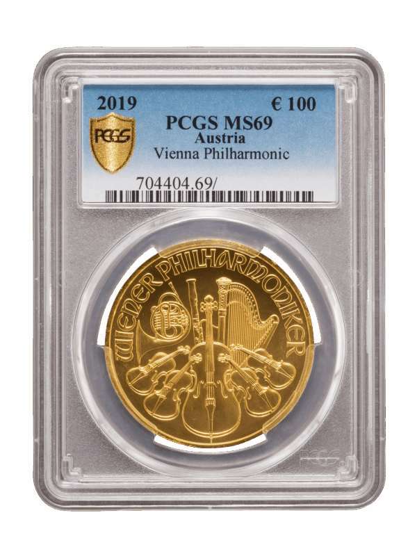 PCGS 2019 1oz Gold Austrian Philharmonic MS69