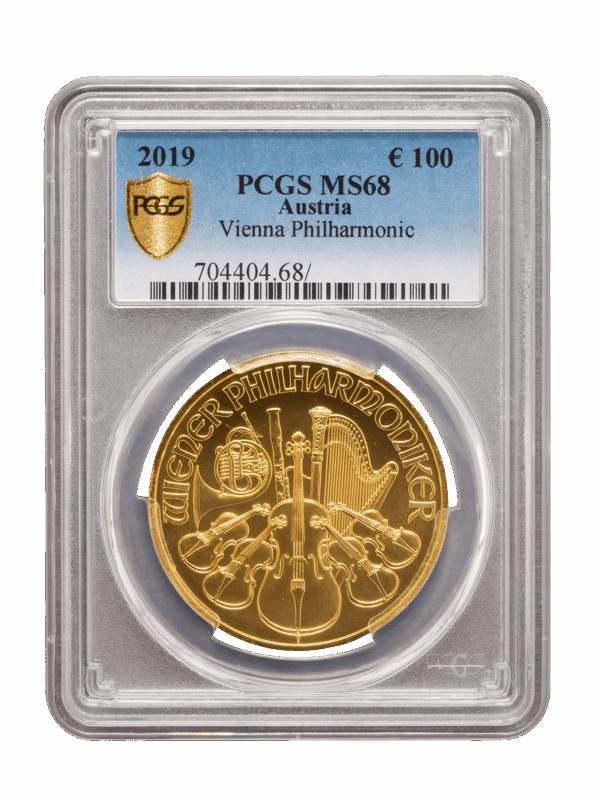 PCGS 2019 1oz Gold Austrian Philharmonic MS68