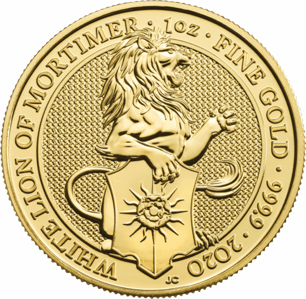 2020 1oz UK Queen's Beast 'White Lion of Mortimer' Gold Coin