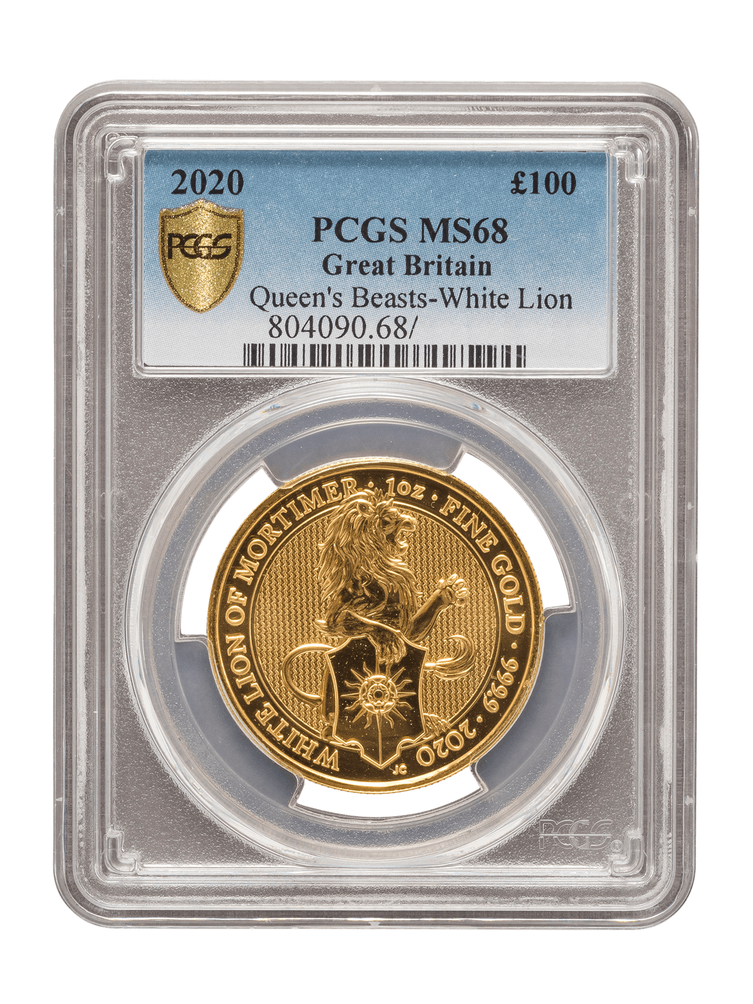 PCGS 2020 1oz Gold Queen's Beast 'White Lion' MS68