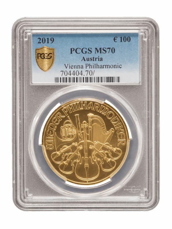 PCGS 2019 1oz Gold Austrian Philharmonic MS70