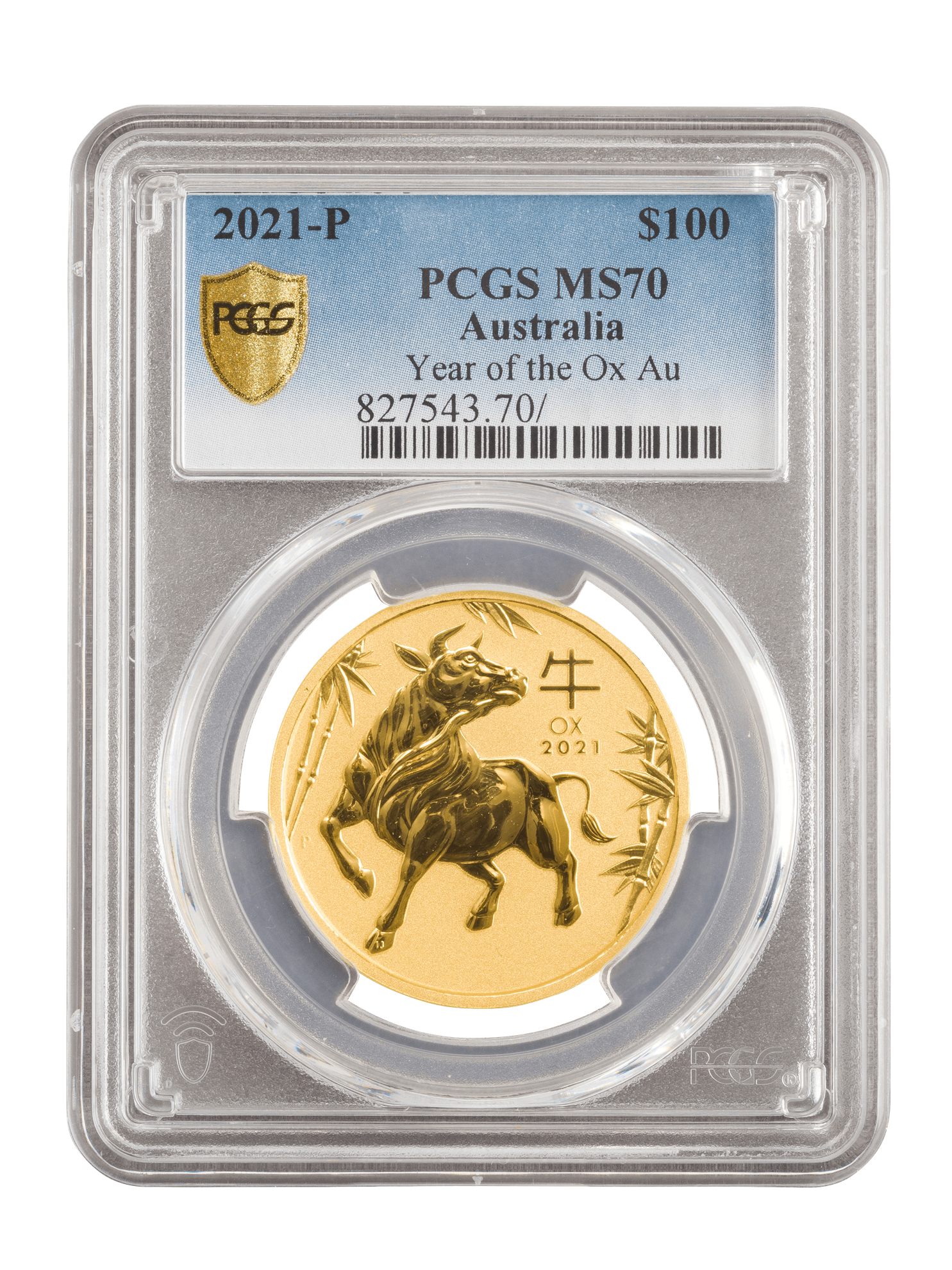 PCGS 2021 1oz 24k Gold Australian 'Year Of The Ox' MS70