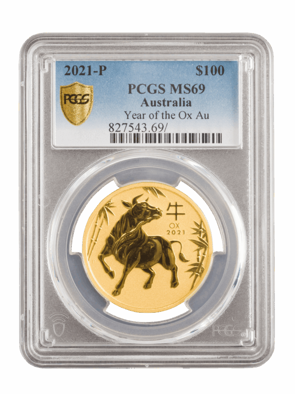 PCGS 2021 1oz 24k Gold Australian 'Year Of The Ox' MS69