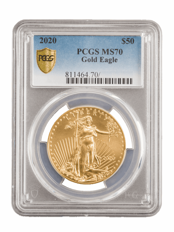 PCGS 2020 1oz 22k Gold American Eagle MS70