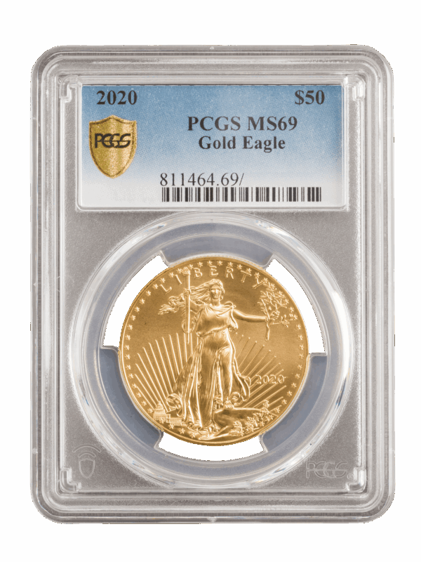 PCGS 2020 1oz 22k Gold American Eagle MS69