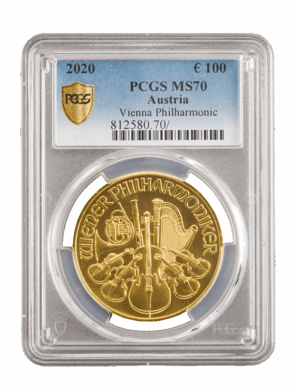 PCGS 2020 1oz Gold Austrian Philharmonic MS70