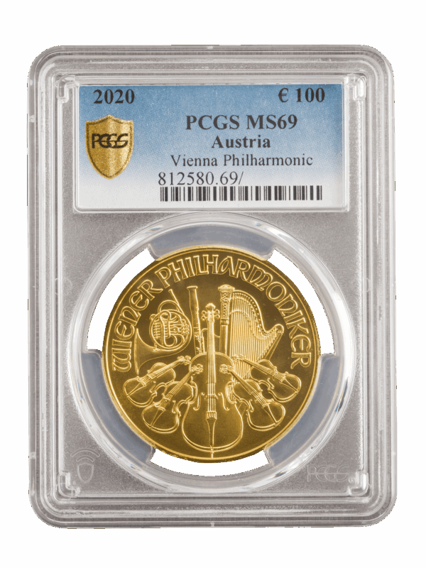 PCGS 2020 1oz Gold Austrian Philharmonic MS69