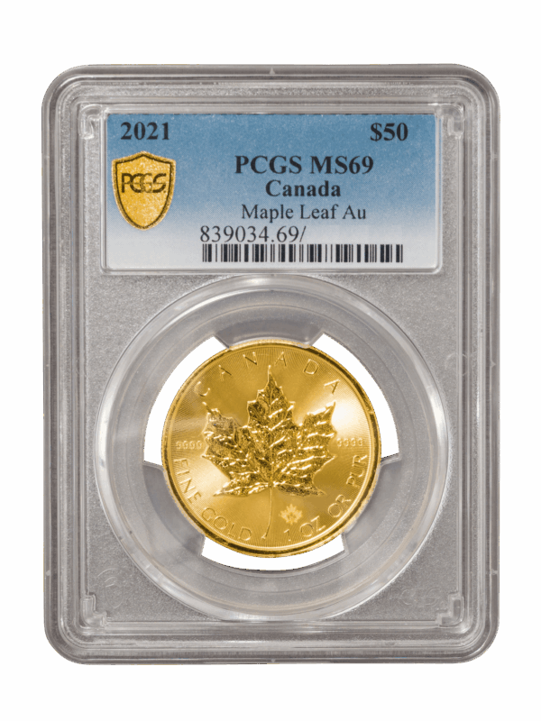 PCGS 2021 1oz Gold Maple Leaf MS69