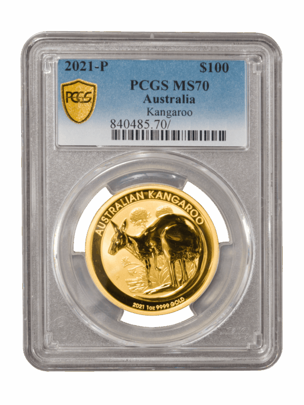 PCGS 2021 1oz Gold Australian Kangaroo MS70