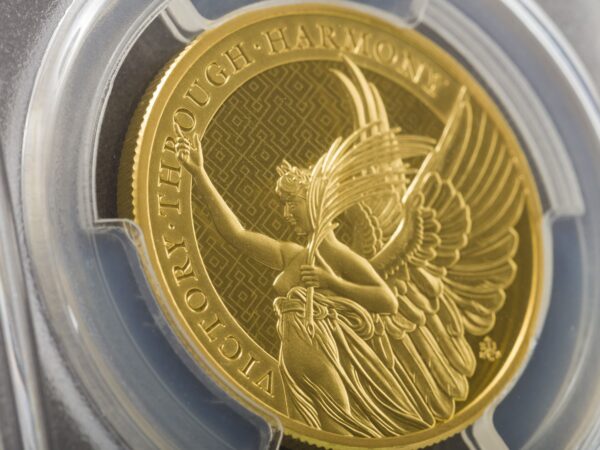 PCGS 2021 1oz 24k Gold UK Queen's Virtue 'Victory' MS70 - Image 3