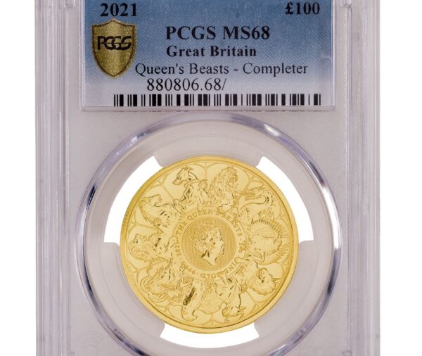 PCGS 2021 1oz Gold Queen's Beast 'Completer' MS68