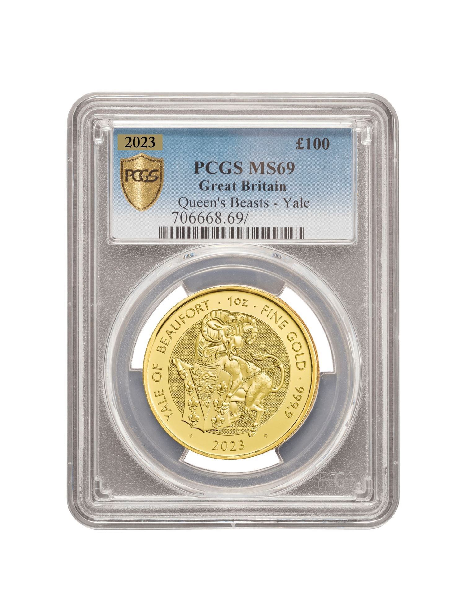 PCGS 2023 1oz Gold Tudor Beast 'Yale' MS69