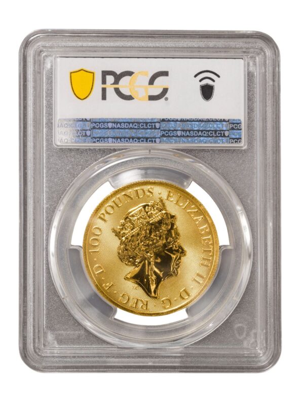PCGS 2021 1oz Gold Queen's Beast 'Greyhound' MS68 - Image 2