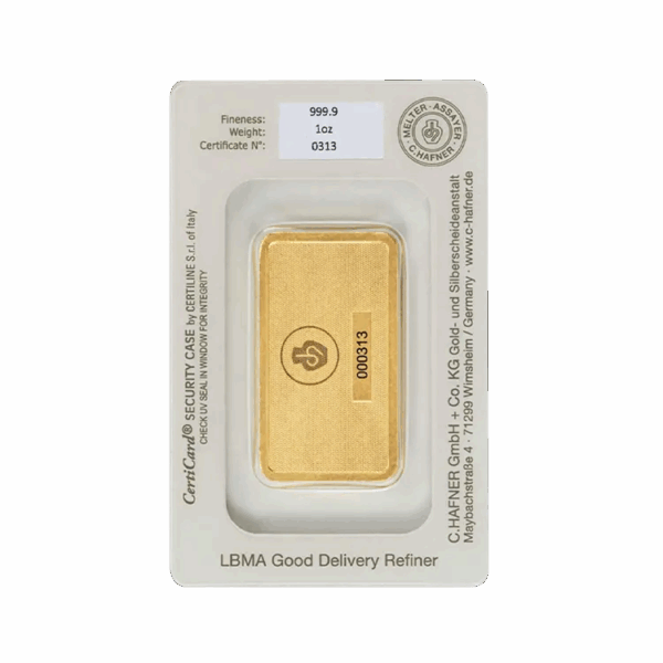 C.Hafner 1oz Gold Bar - Image 2