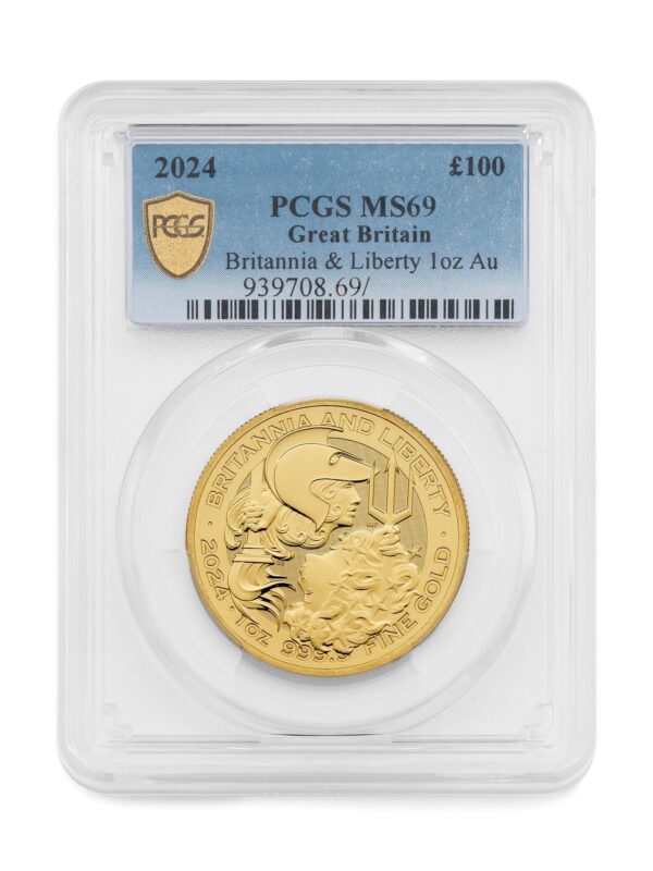 PCGS 2024 1oz 24k Gold UK Britannia and Liberty MS69