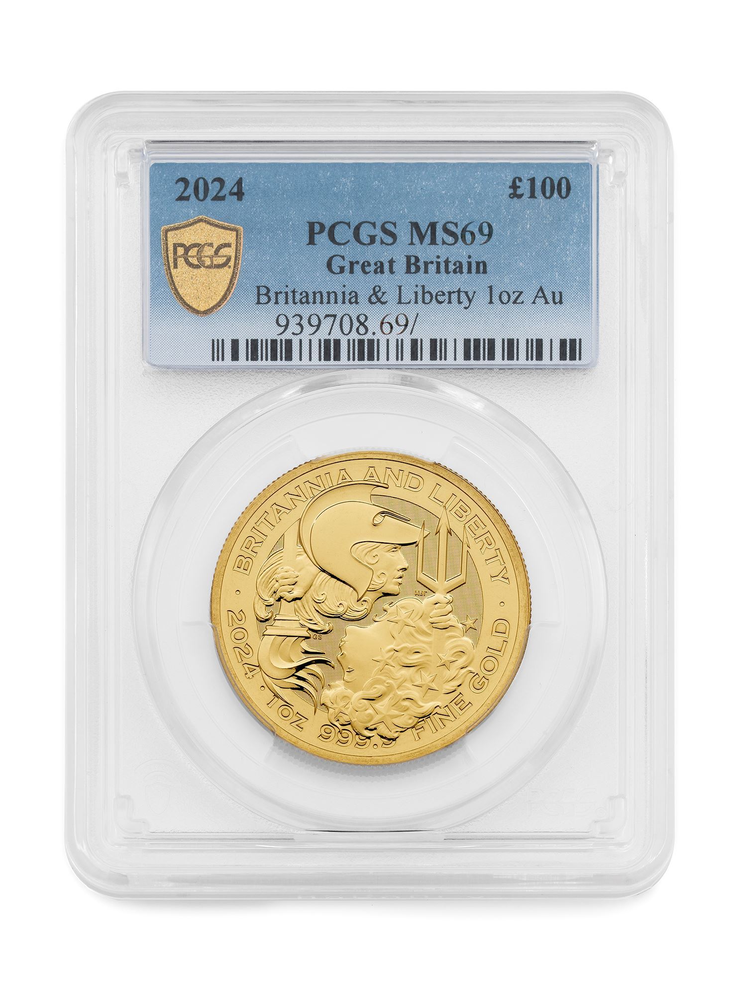 PCGS 2024 1oz 24k Gold UK Britannia and Liberty MS69