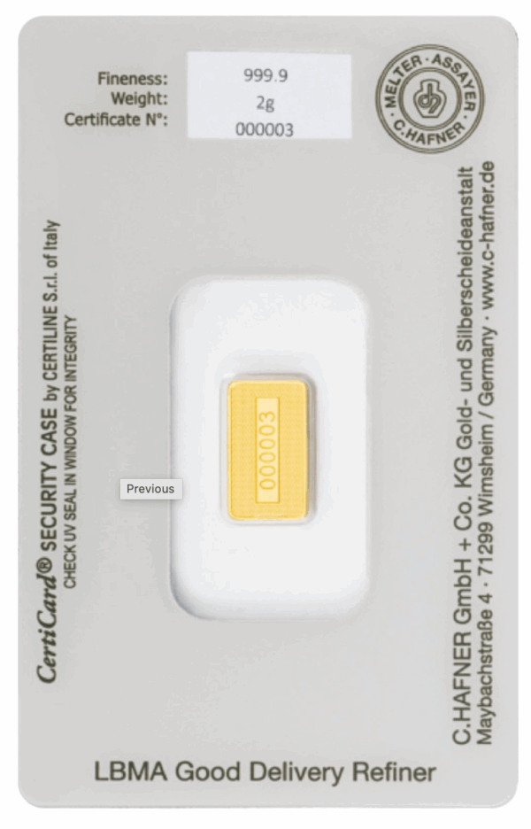 C.Hafner 2g Gold Bar - Image 2