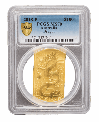PCGS 2019 1oz Gold Australian Dragon MS70+