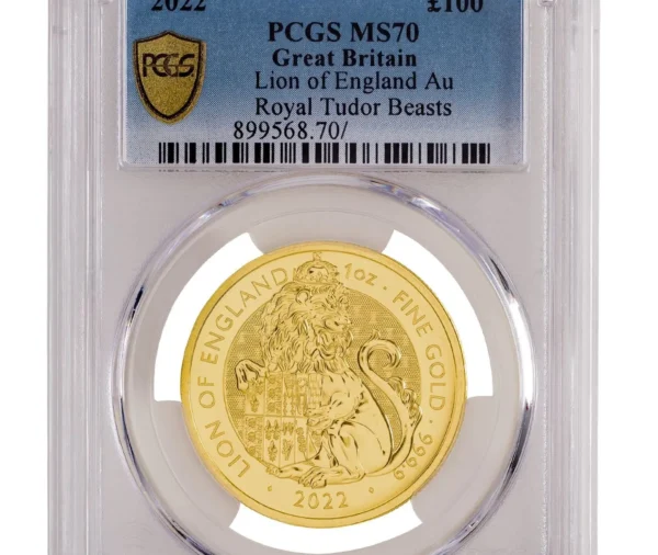 PCGS 2022 1oz Gold Tudor Beast 'Lion' MS69